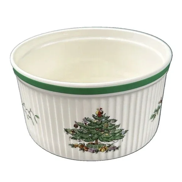 Spode Christmas Tree Porcelain Souffle Dish Serving Bowl 3 Pint Made in England - Picture 1 of 8